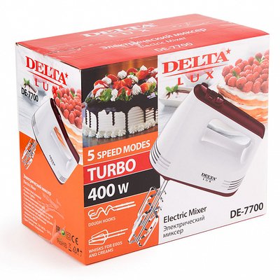 Миксер Delta LUX DE-7700 белый/бордовый