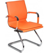  Кресло Бюрократ CH-993-LOW-V/ORANGE низкая спинка оранжевый искусственная кожа полозья хром
